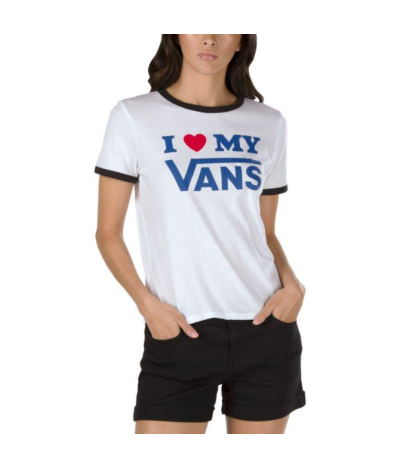 Camiseta de manga corta para mujer Vans W Love Ringer White Black