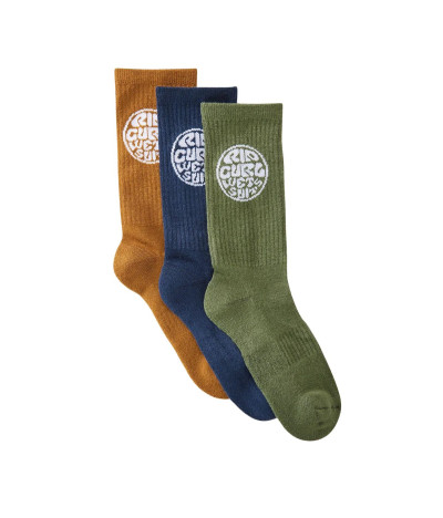 RIP CURL WETTY CREW SOCK CHOCOLATE 3 PACK - CALCETINES