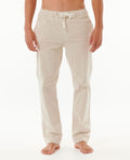 Rip Curl Classic Surf Cord Beach Pant en color crudo, vista frontal con cintura ajustable