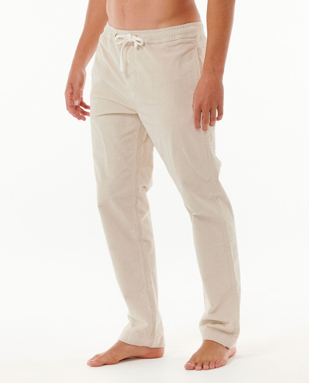 Rip Curl Classic Surf Cord Beach Pant en color crudo, vista frontal con cintura ajustable