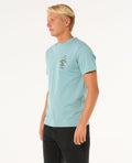 Camiseta Rip Curl Search Icon Tee verde agua – Vista lateral, corte estándar y manga corta