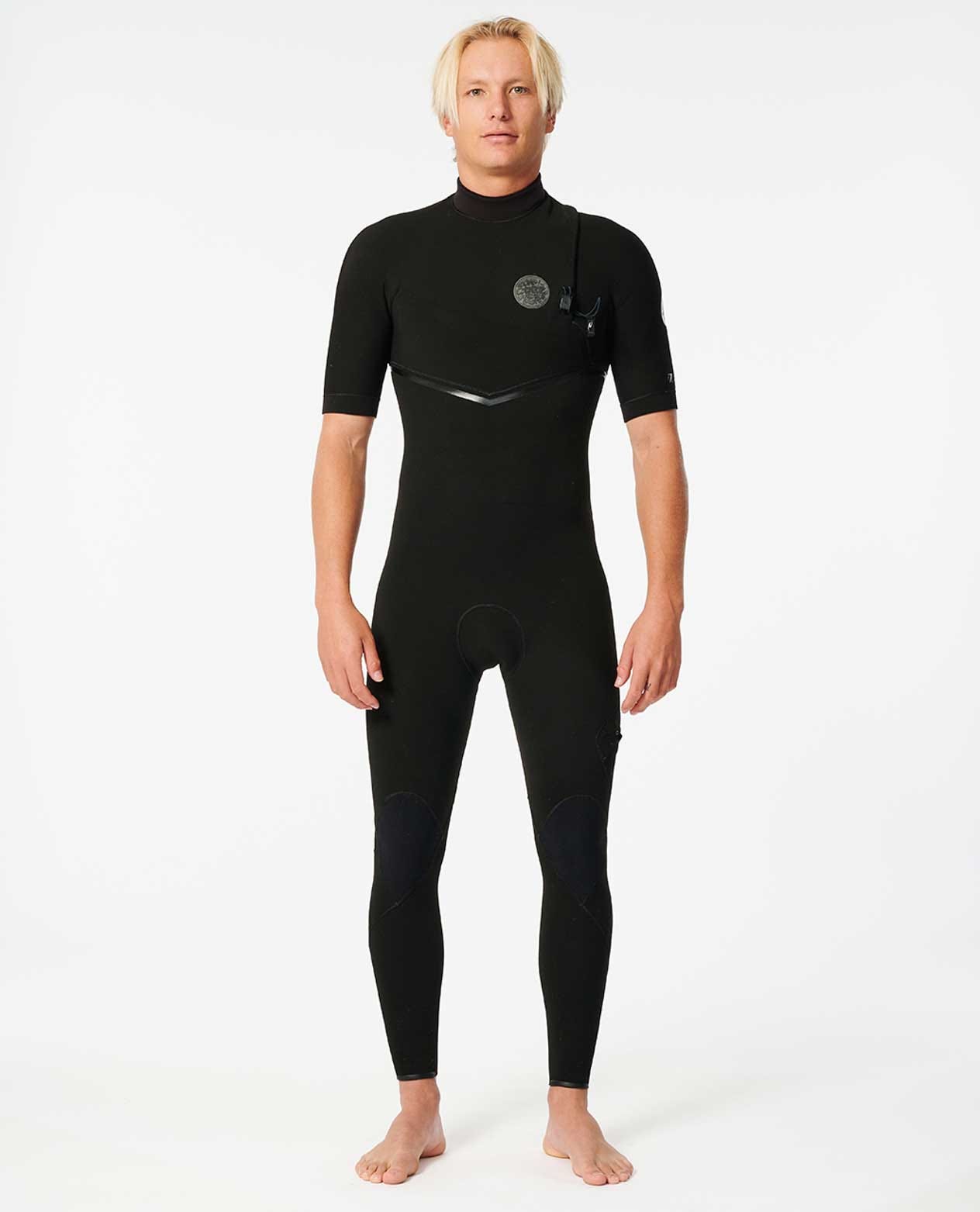 Traje de neopreno Rip Curl E-Bomb 2mm Zip Free negro – vista frontal completa mostrando cierre Zip Free y corte anatómico