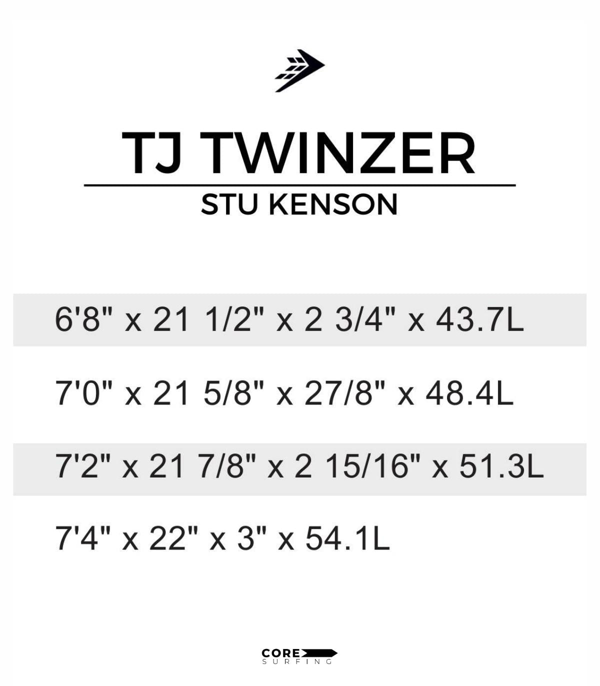 Medida, dimensiones y volumen del midlength firewire TJ Twinzer