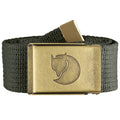 Cinturón Fjällräven Canvas Brass Belt 4cm unisex de lona resistente en gris montaña con hebilla de latón ajustable