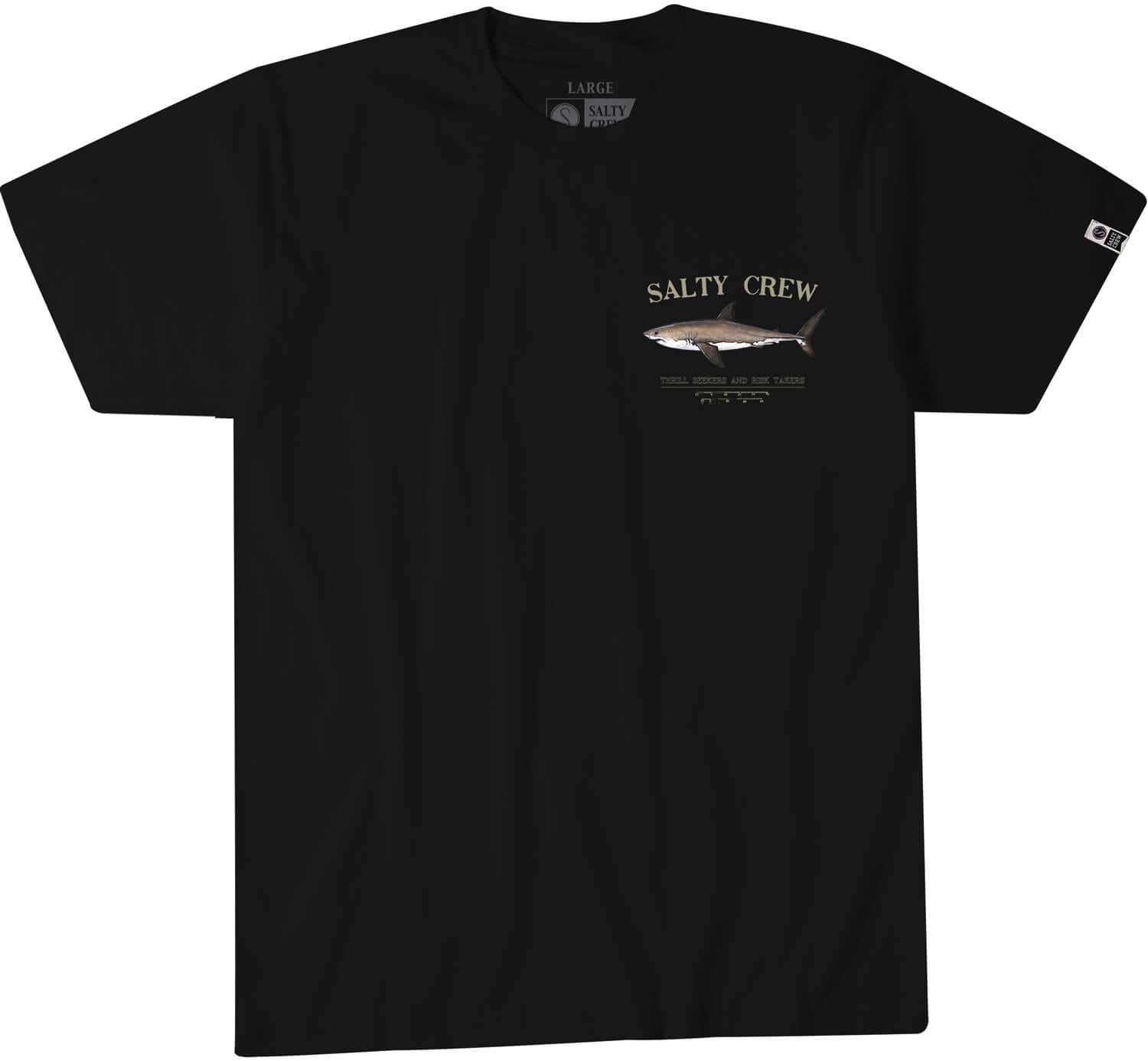 Camiseta de manga corta para hombre Salty Crew Bruce Premium Black con un tiburón estampado en el pecho