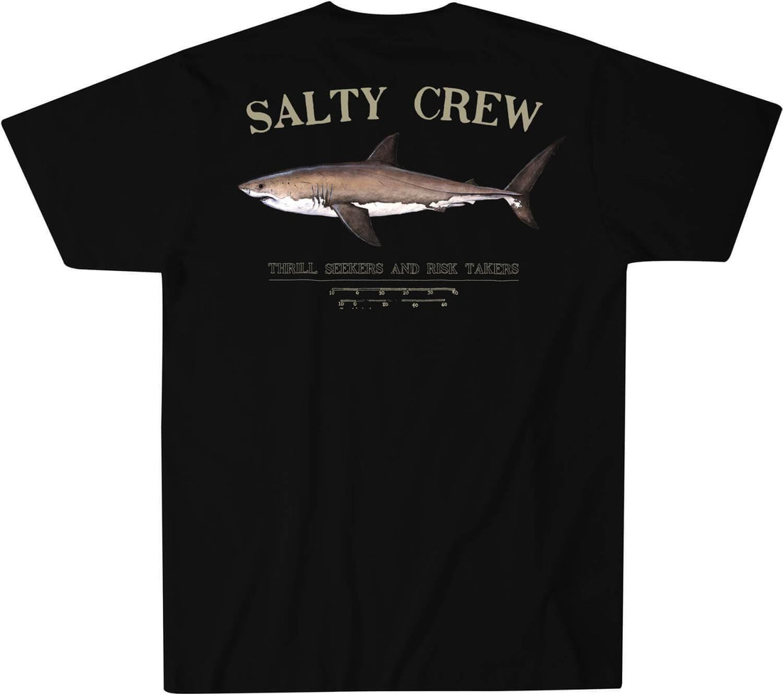 Camiseta de manga corta para hombre Salty Crew Bruce Premium Black con un tiburón estampado en el pecho