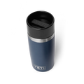 YETI Rambler 12 oz Travel Bottle color Navy azul marino vista en ángulo con tapa antigoteo.