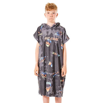 RIP CURL WASHED BLACK | PONCHO CON CAPUCHA PARA NIÑO EN NEGRO DESGASTADO