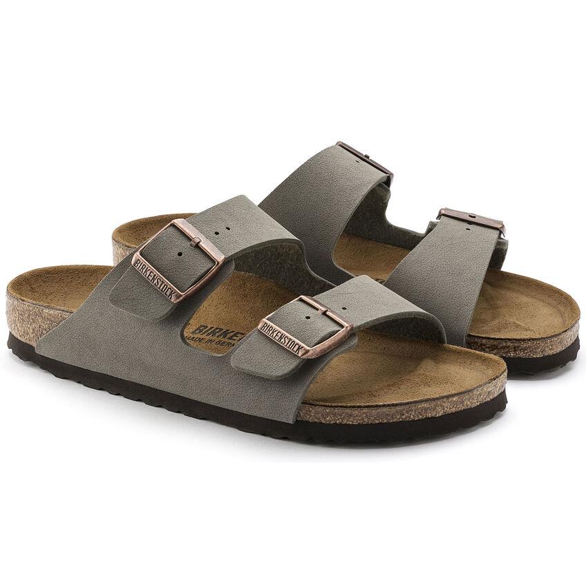 Sandalias Birkenstock Arizona Birko-Flor® Stone Nubuck lateral frontal