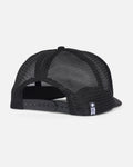 Gorra Salty Crew Good Times Foamie Trucker negra, vista trasera, con panel de malla transpirable y cierre ajustable tipo snapback.