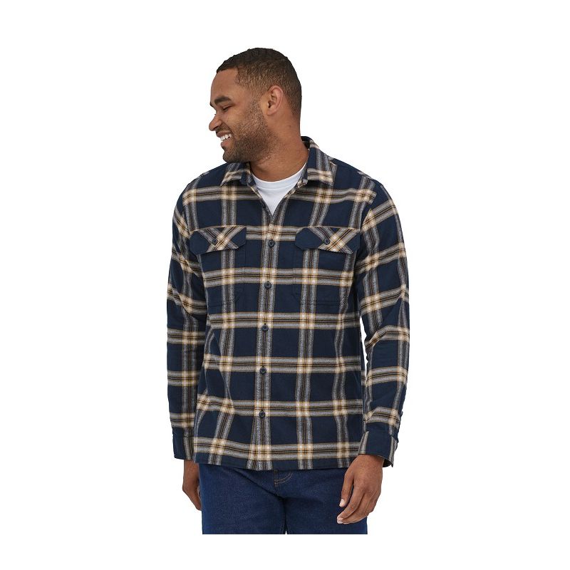 PATAGONIA FJORD FLANNEL SHIRT NORTH LINE NEW NAVY