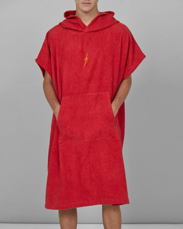 Hombre con Poncho Surf Bolt True Red