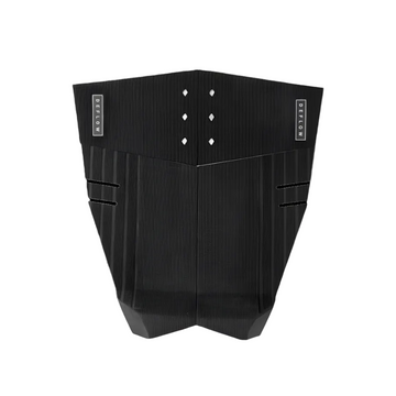Grip de surf de cuatro piezas Deflow 4 Piece Traction en color negro, vista frontal mostrando las cuatro piezas sin arco central y patrón de líneas en zonas críticas sobre fondo blanco.