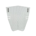 Grip de surf de cuatro piezas Deflow 4 Piece Traction en color silver plateado metálico, vista frontal mostrando las cuatro piezas sin arco central sobre fondo blanco.