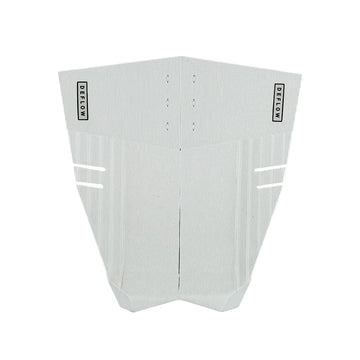 Grip de surf de cuatro piezas Deflow 4 Piece Traction en color silver plateado metálico, vista frontal mostrando las cuatro piezas sin arco central sobre fondo blanco.
