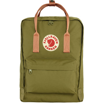 Mochila Kanken Fjällräven Classic en Verde Follaje con las asas Naranja Claro