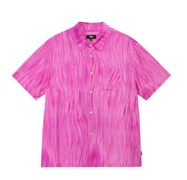 Camisa de manga corta Stussy Fur Print Rosa