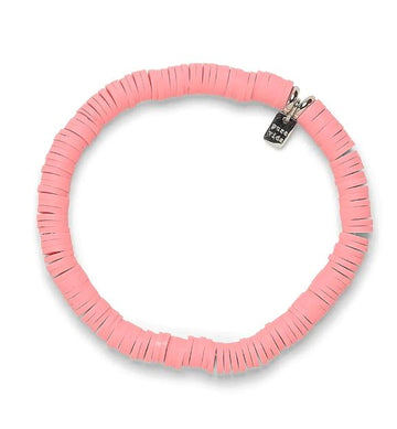 PURA VIDA PULSERA PASTEL DISC STRETCH BRACELET PINK