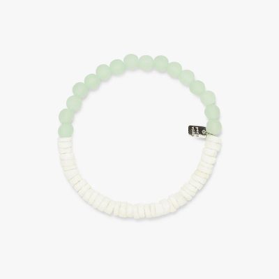 PURA VIDA PULSERA PUKA SHELL & FROSTED BEAD STRECH BRACELET MINT