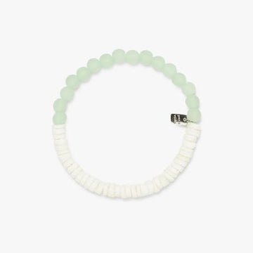 PURA VIDA PULSERA PUKA SHELL & FROSTED BEAD STRECH BRACELET MINT