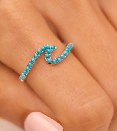 PURA VIDA NEON STONE WAVE RING SILVER | ANILLO DE MUJER