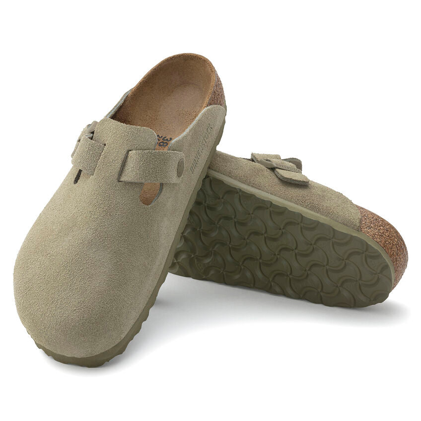 Zuecos Birkenstock Boston Faded Khaki Suede Clogs