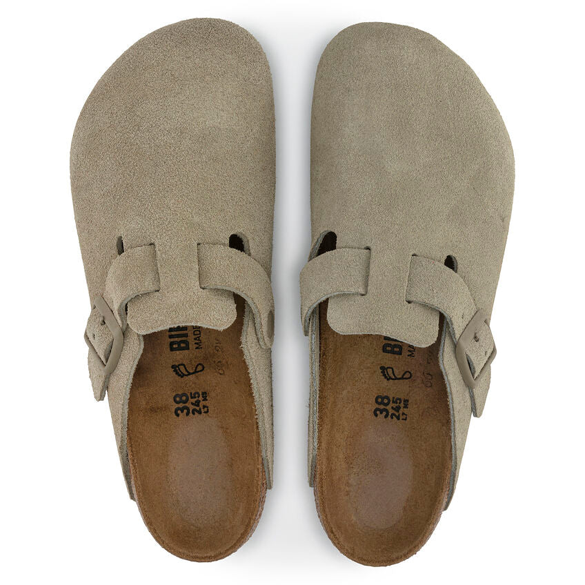 Zuecos Birkenstock Boston Faded Khaki Suede Clogs superior