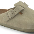 Cierre de hebilla de los Zuecos Birkenstock Boston Faded Khaki Suede Clogs