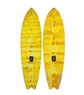 Tabla de Surf Seaside & Beyond Edición Limitada Yellow Swirl diseñada por Rob Machado y fabricada en Thunderbolt Red