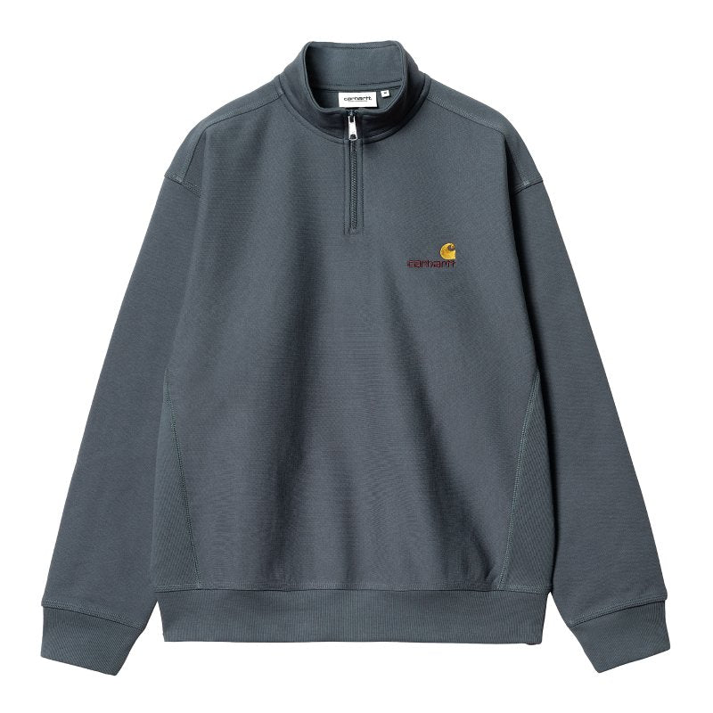 Sudadera Carhartt WIP Half Zip American Script Ore en color Gris Azulado