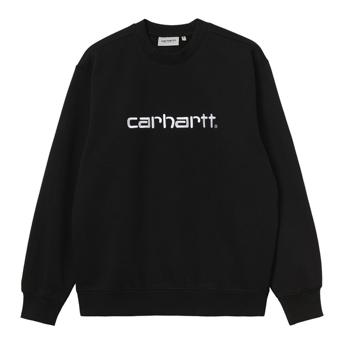 Sudadera Carhartt WIP Sweat Black White en Negro con el logo de Carhartt bordado en Blanco en el pecho