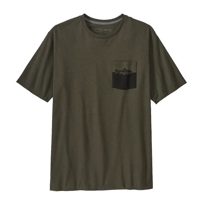 PATAGONIA WILD WATERLINE POCKET RESPONSIBILI-TEE BASIN GREEN