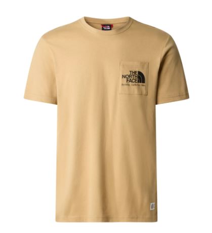 Camiseta de manga corta con bolsillo en el pecho para hombre The North Face Berkeley California Tee Khaki Stone & TNF Black