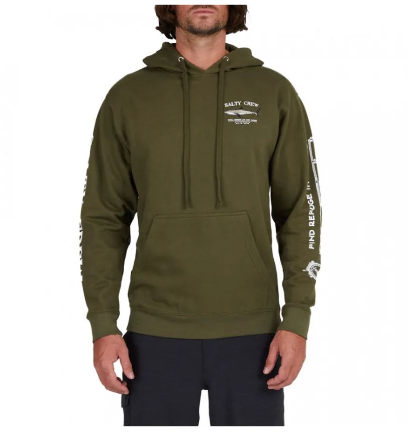 SALTY CREW BRUCE HOOD FLEECE ARMY | SUDADERA CON CAPUCHA