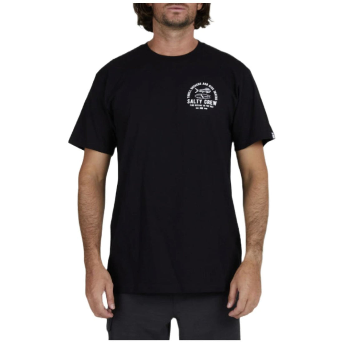 Camiseta de manga corta para hombre Salty Crew Lateral Line Standard Negra