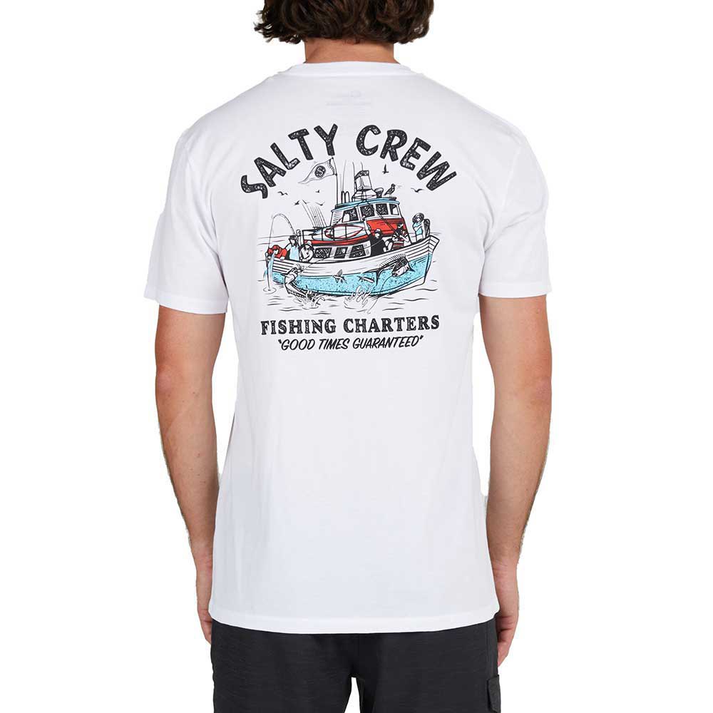 Camiseta de manga corta para hombre Salty Crew Fishing Charters Blanca