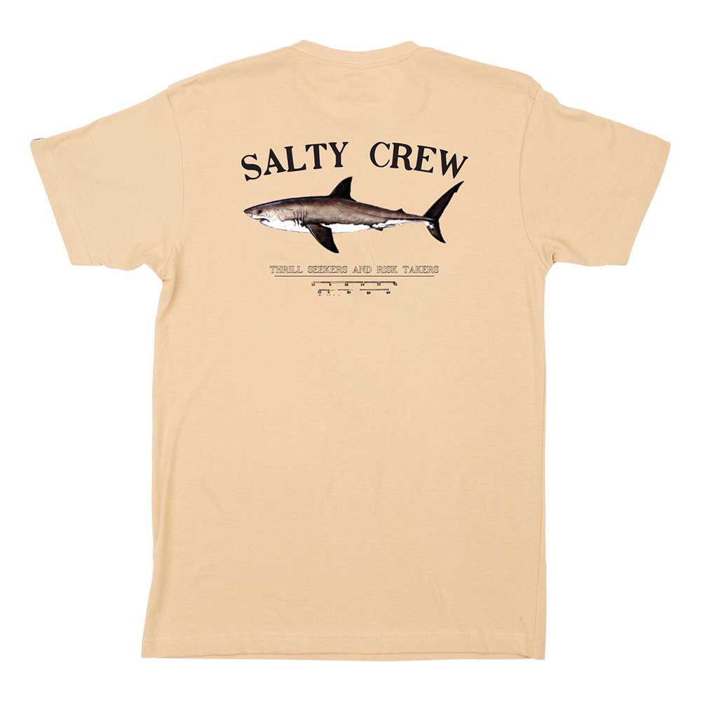 Camiseta de manga corta para hombre Salty Crew Bruce Premium Camel con un tiburón estampado en la espalda