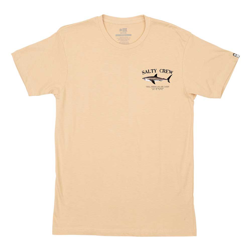 Camiseta de manga corta para hombre Salty Crew Bruce Premium Camel con un tiburón estampado en la espalda