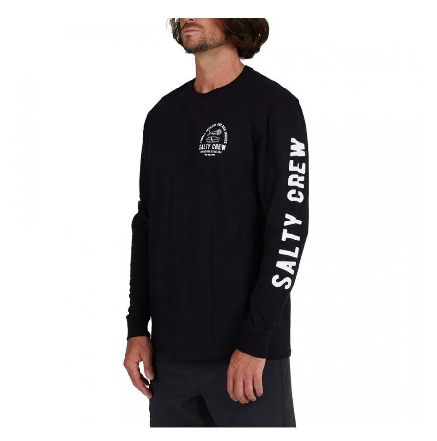 Camiseta de manga larga para hombre Salty Crew Lateral Line Standard Negra posterior frontal