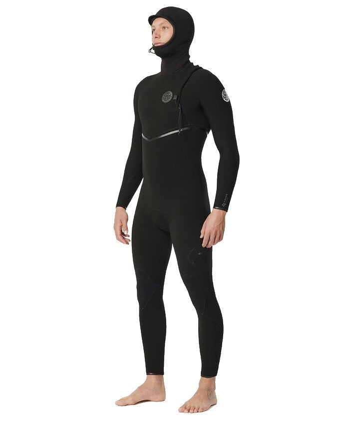 RIP CURL E BOMB 5/4 HOODED E7 BLACK 2024