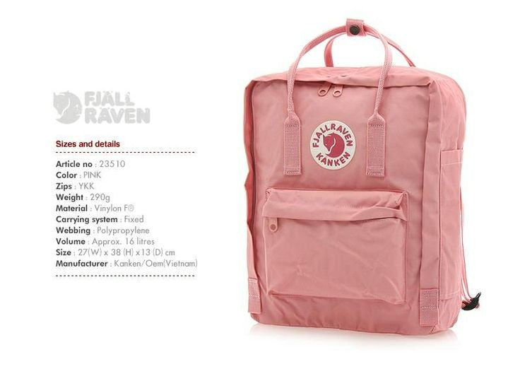 Mochila Kanken Fjällräven Classic en un atrevido Rosa y características técnicas