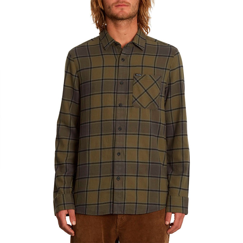 Hombre con la Camisa de Cuadros Volcom Caden Plaid Military