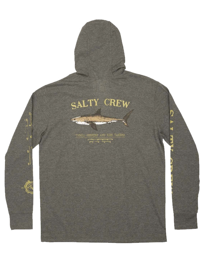 SALTY CREW BRUCE HOOD TECH LS TEE CHARCOAL