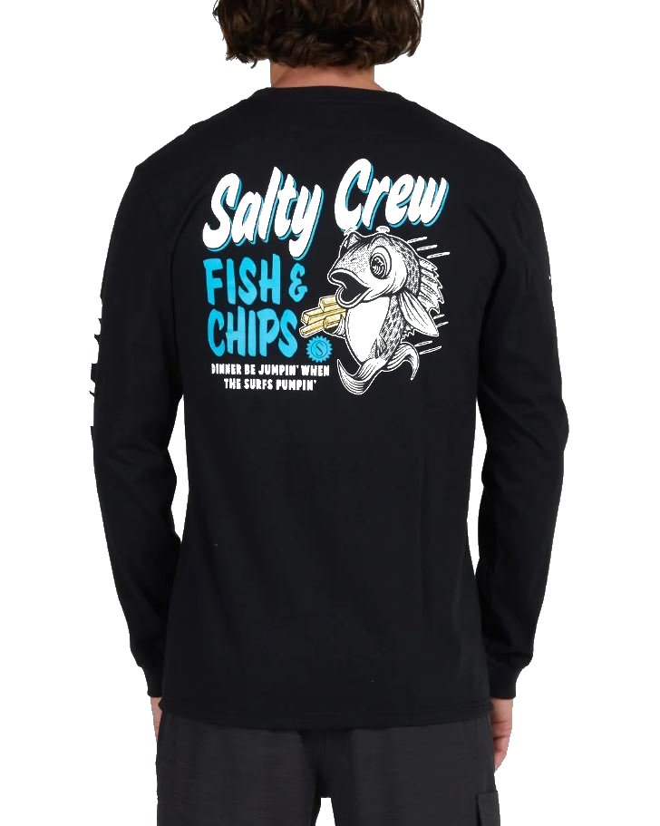 Camiseta de manga larga para hombre Salty Crew Fish and Chips Premium Black