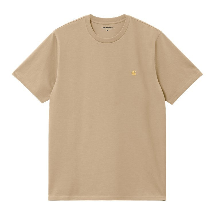 Camiseta de manga corta Carhartt WIP Chase en Marrón con el logo Dorado