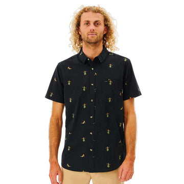 Camisa de manga corta estampada Rip Curl Hula Breach SS Negra