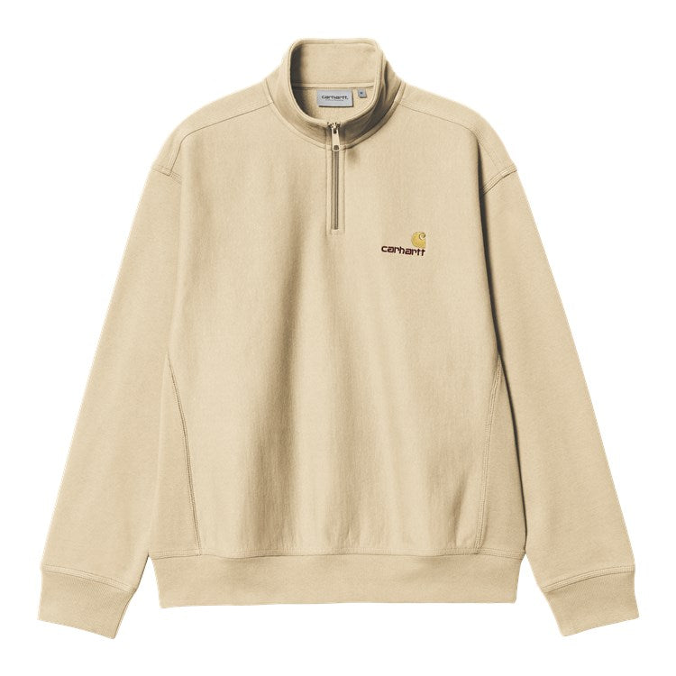 Sudadera Carhartt WIP Half Zip American Script Sweat Rattan en color Beige Claro