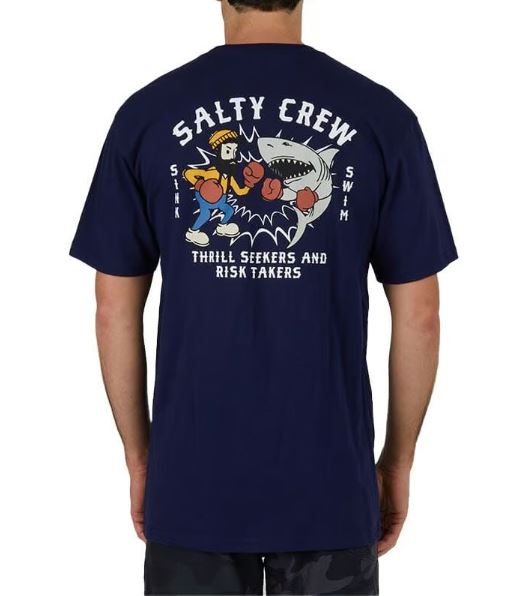 Camiseta de mangacorta para hombre Salty Crew Fish Flight Shark Navy