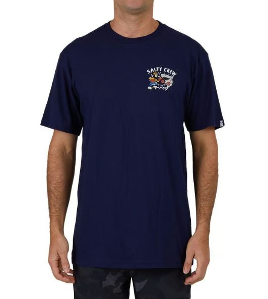 Camiseta de mangacorta para hombre Salty Crew Fish Flight Shark Navy