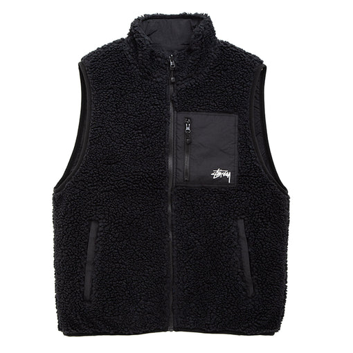 STUSSY CHALECO SHERPA REVERSIBLE VEST BLACK